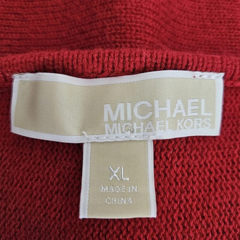Michael Kors Sweater Holiday Red Long Sleeve Side Zip Pullover Knit XL